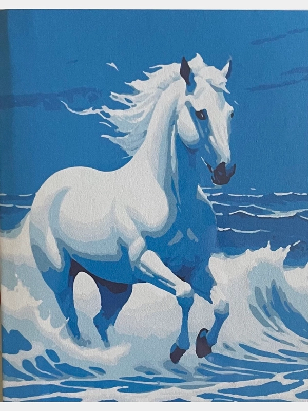 Картина по номерам на холсте 50*40, животные, лошадь  "Лошадка в воде"