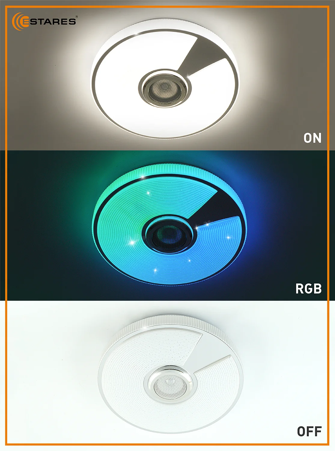 Управляемая потолочная светодиодная  люстра с пультом Estares Song RGB муз. 40W ,60W и 80W
