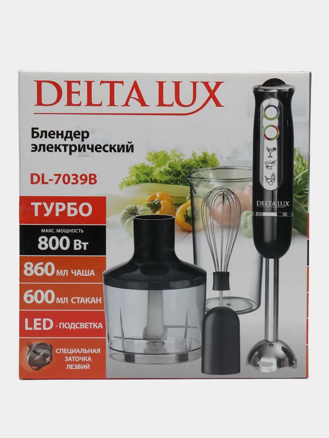 Черный блендер погружной электрический DELTA LUX DL-7039B