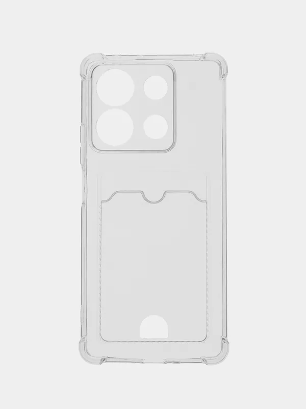 Чехол Redmi Note 13 5G, Редми Нот 13 5Г, Poco X6 / Поко Х6 прозрачный с карманом для карты