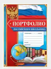 Портфолио в папке с креплением "Школьника": папка на кольцах +10 листов, формат А4