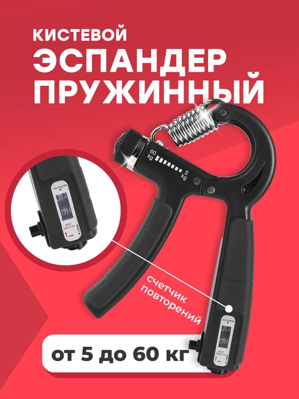 Эспандер кистевой пружинный Shark Fit, тренажер для рук регулируемый 5-60 кг