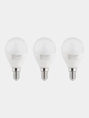 Лампа светодиодная REXANT Шарик (GL), 11,5 Вт, E14, 1093Лм, 6500K, 3 штуки