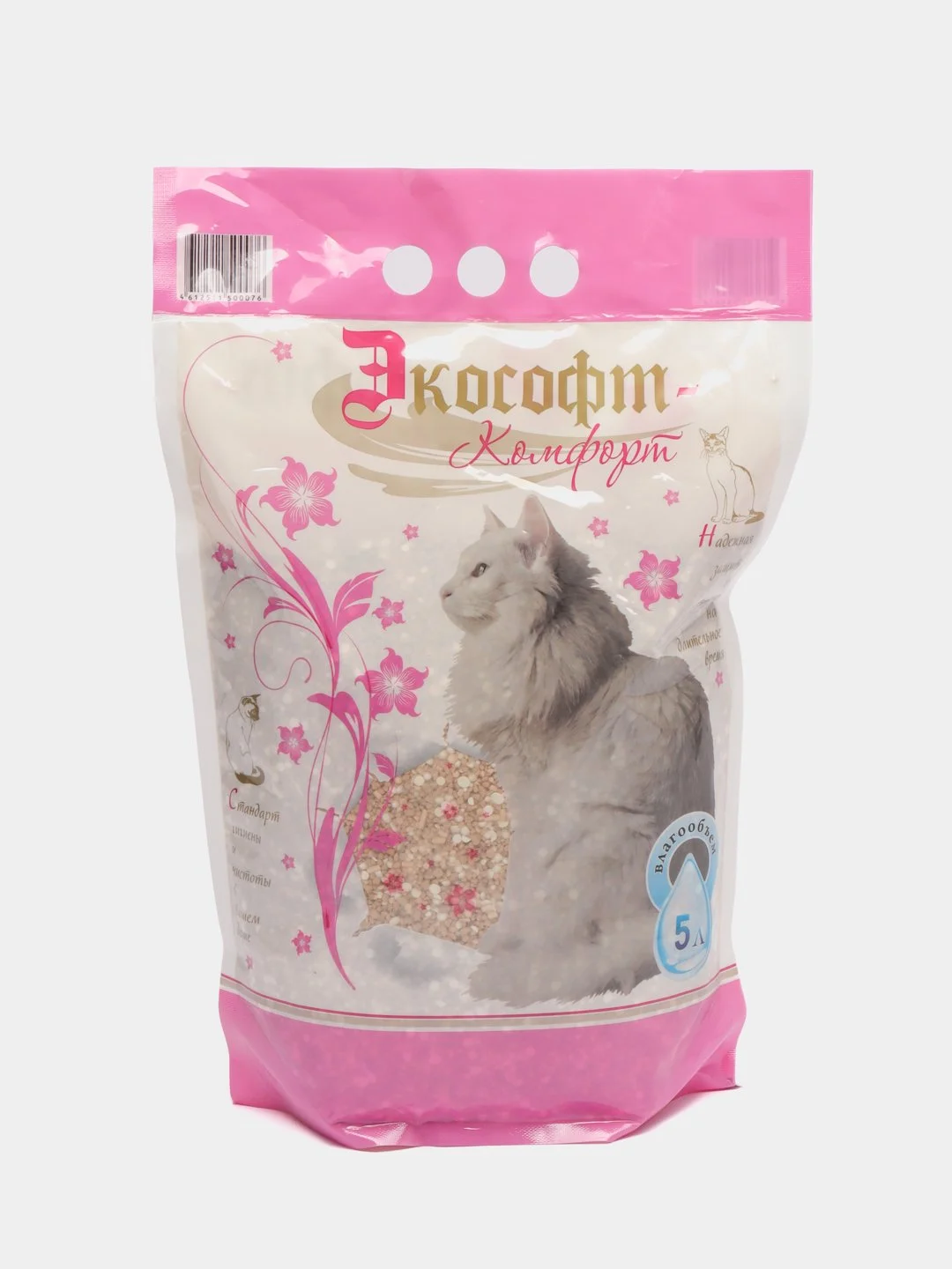 Наполнитель впитывающий Экософт "Комфорт", для кошачьего туалета, 5 л