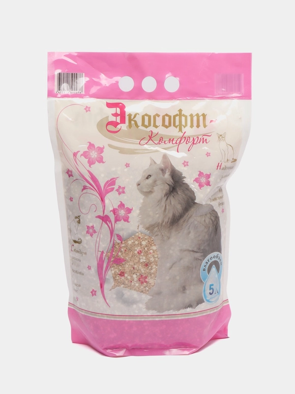 Наполнитель впитывающий Экософт "Комфорт", для кошачьего туалета, 5 л
