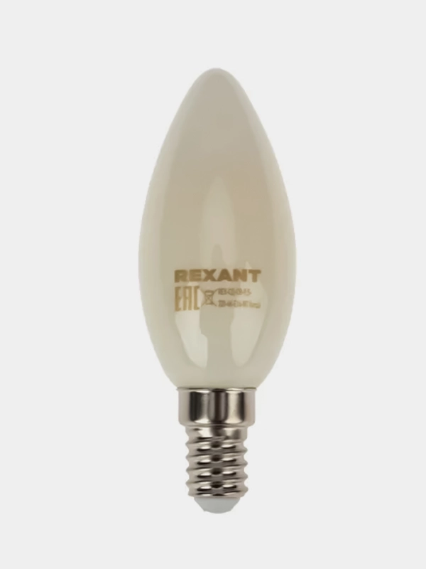 Лампа филаментная REXANT Свеча CN35, 9,5Вт, 915Лм, 4000K, E14, матовая колба