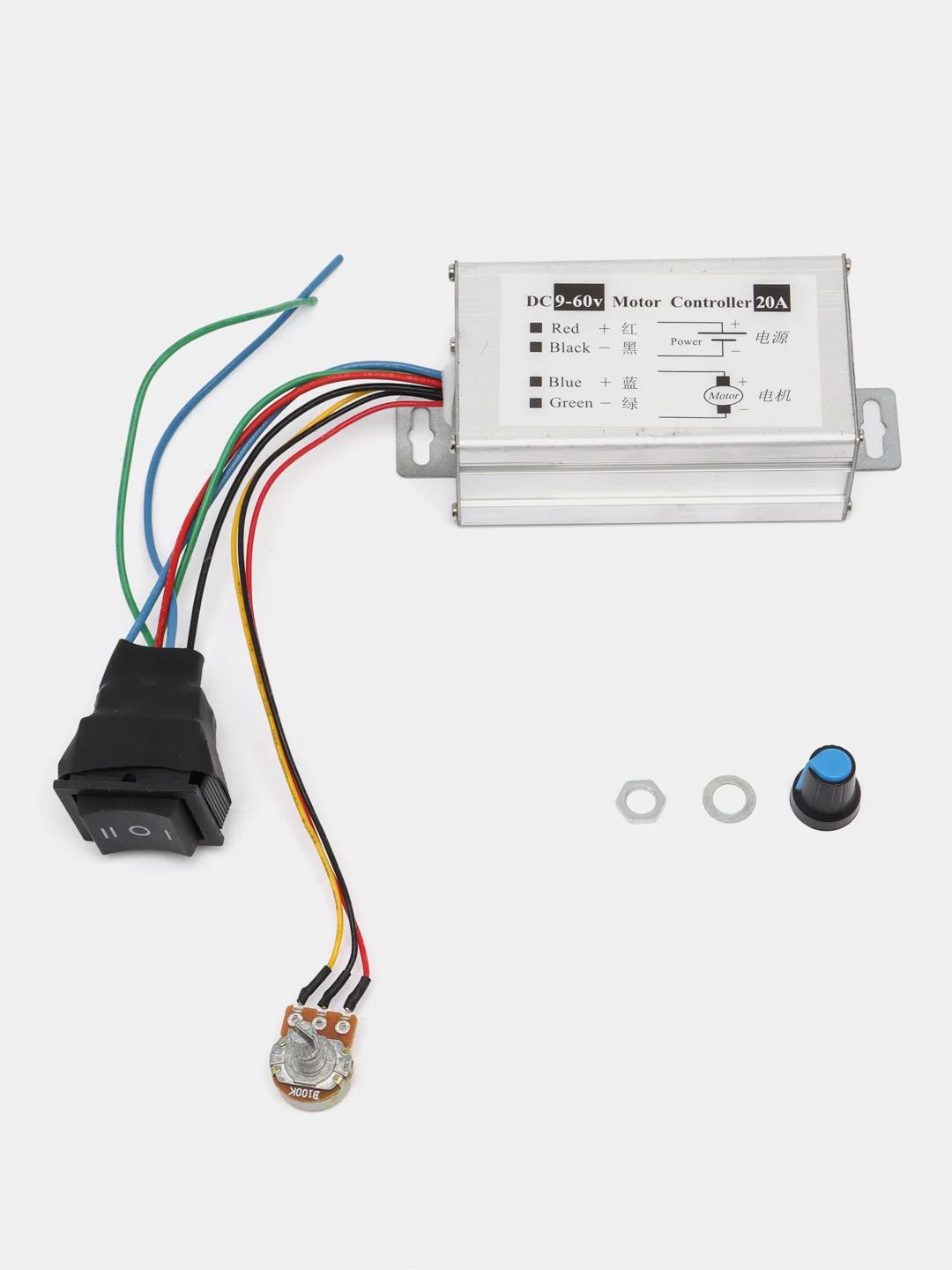 ШИМ регулятор скорости двигателя 9-60VDC 20A с реверсом