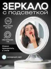 Зеркало косметическое REVOLUT, с увеличением и подсветкой на присоске, 10 кратное