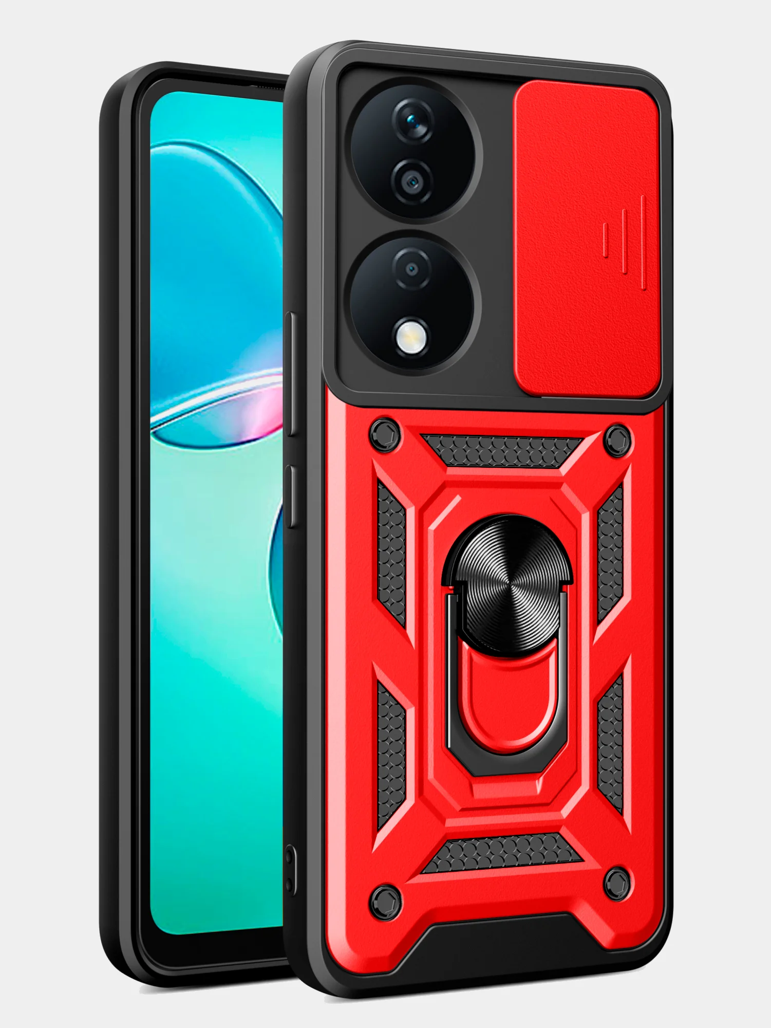 Красный чехол противоударный armors для Honor X7B / Хонор Х7В с защитой камеры