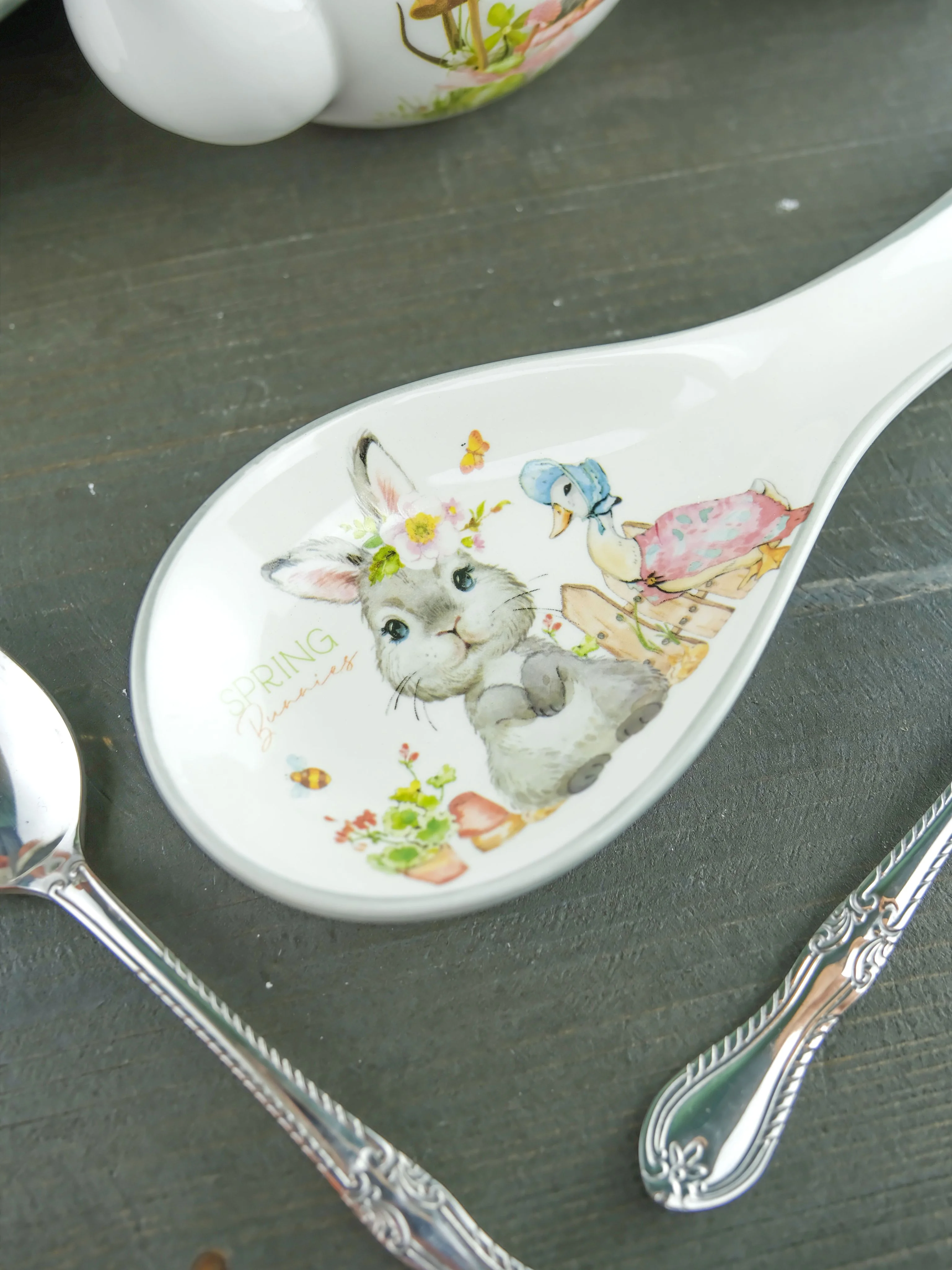 Серебряный подставка под ложку Repast Spring Bunnies 24,7*9*2,5 см