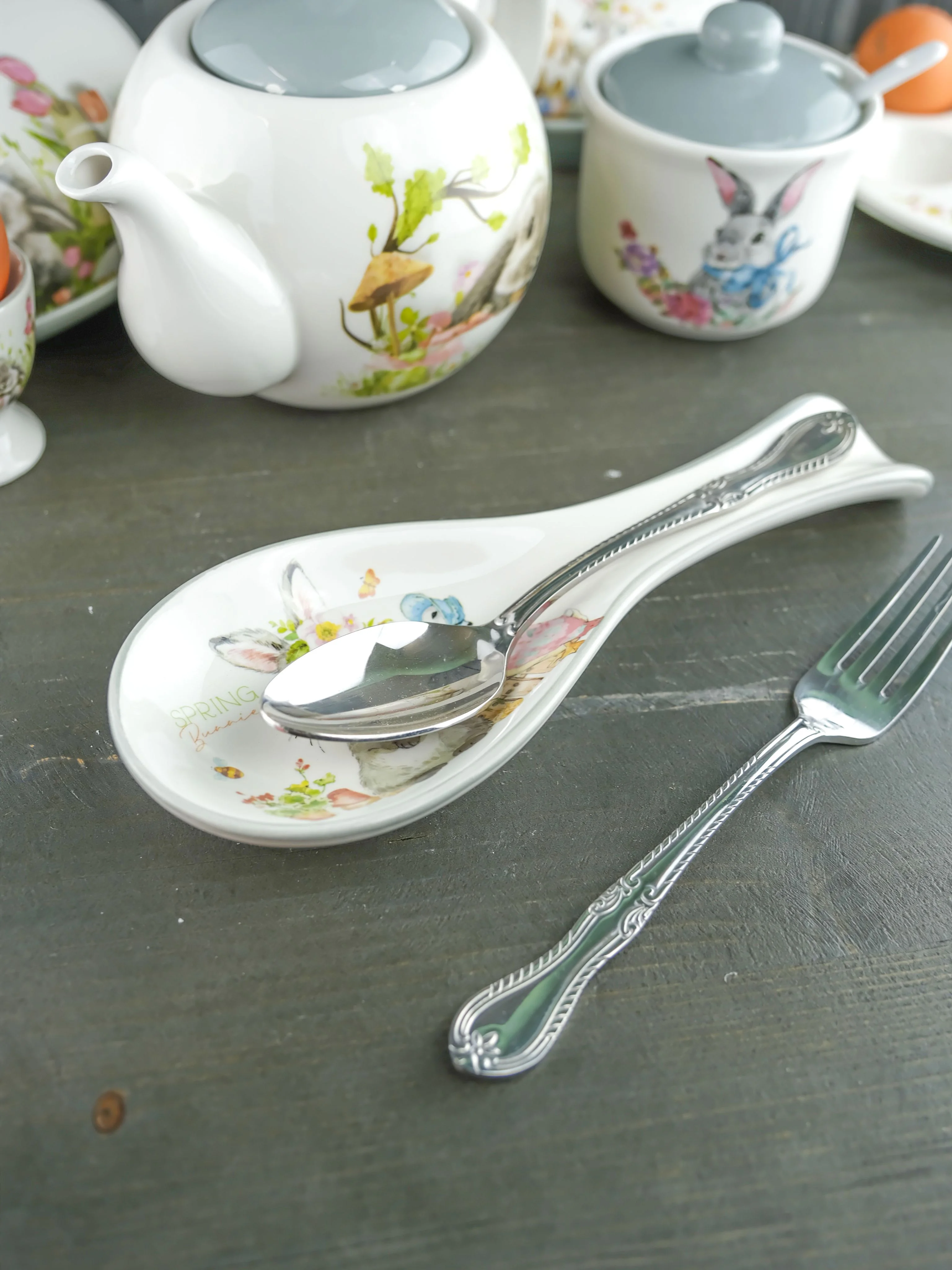 Серебряный подставка под ложку Repast Spring Bunnies 24,7*9*2,5 см