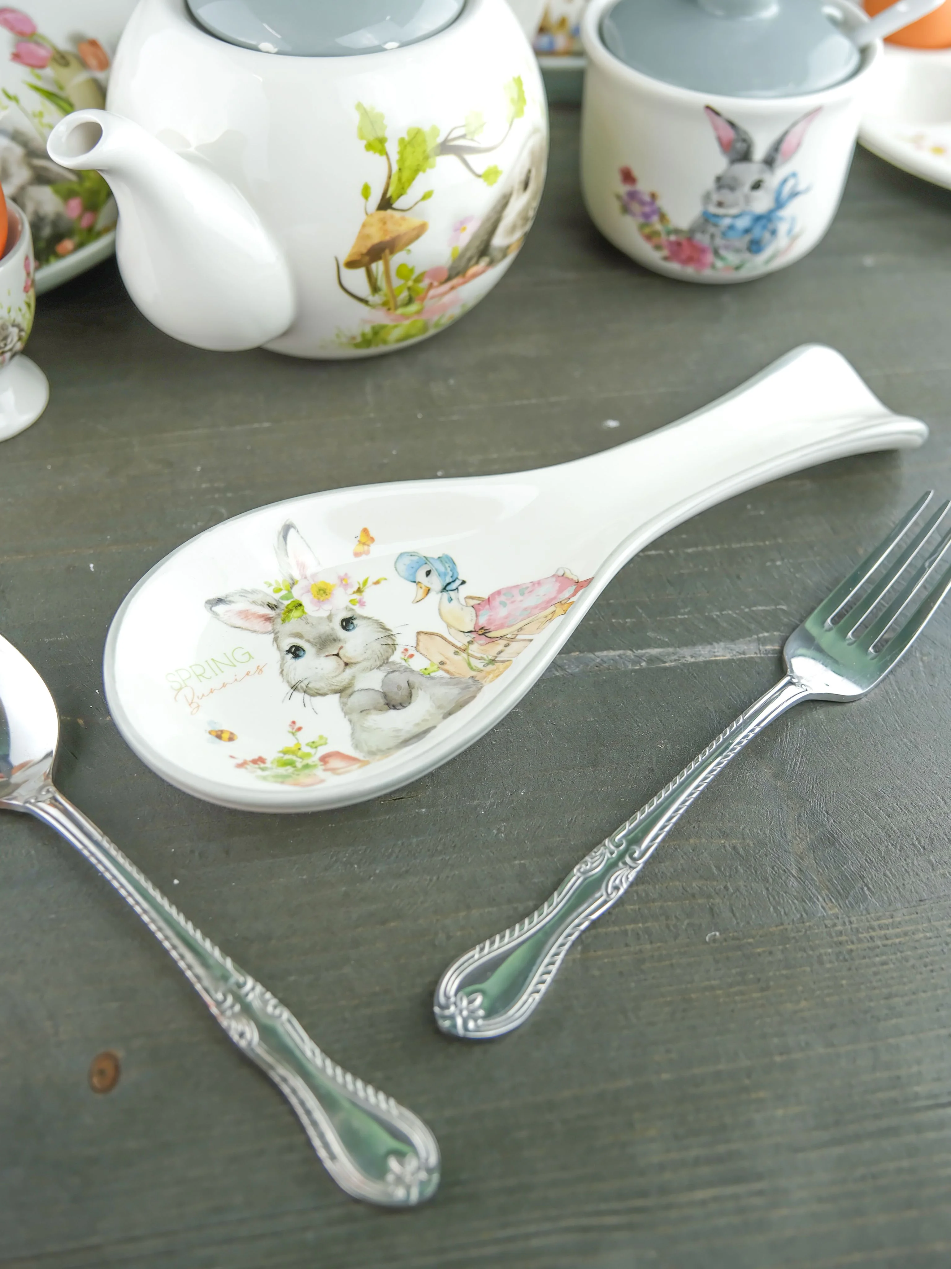 Серебряный подставка под ложку Repast Spring Bunnies 24,7*9*2,5 см