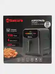Черный аэрогриль электрический 6л, таймер, Sakura SA-7678