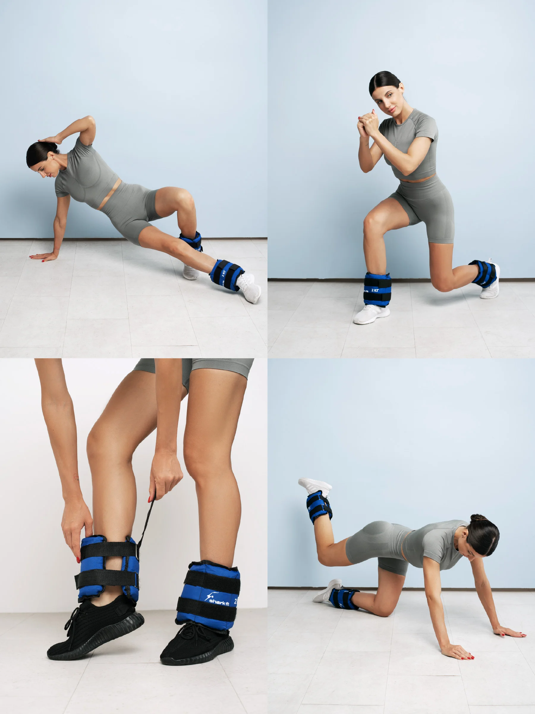 Синий утяжелители для ног и рук спортивные Shark Fit, грузы для фитнеса и спорта, 2 шт по 2 кг