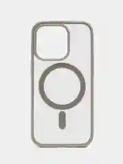 Серый чехол iPhone 13 pro, Pro Max, 14 Pro, Pro Max, 15 Pro,  Pro Max, MagSafe