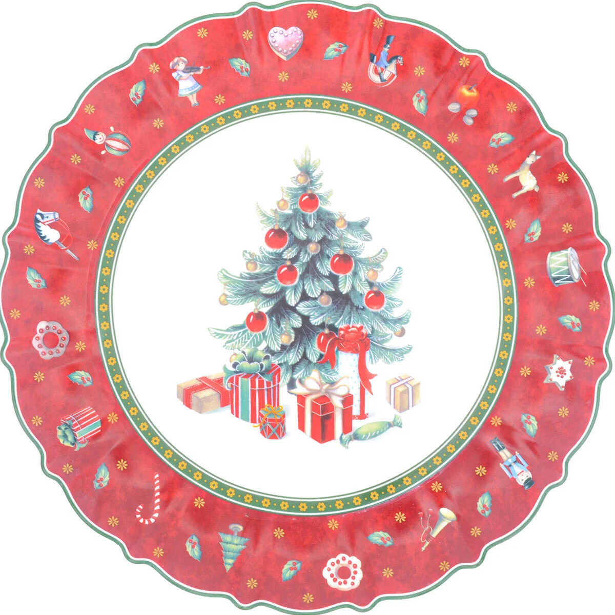 Разноцветный блюдо круглое Repast Christmas world Bordo диаметр 30 см