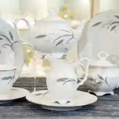Белый столовый набор сервиз обеденный фарфор Серебряные колосья Repast 25 предметов на 6 персон