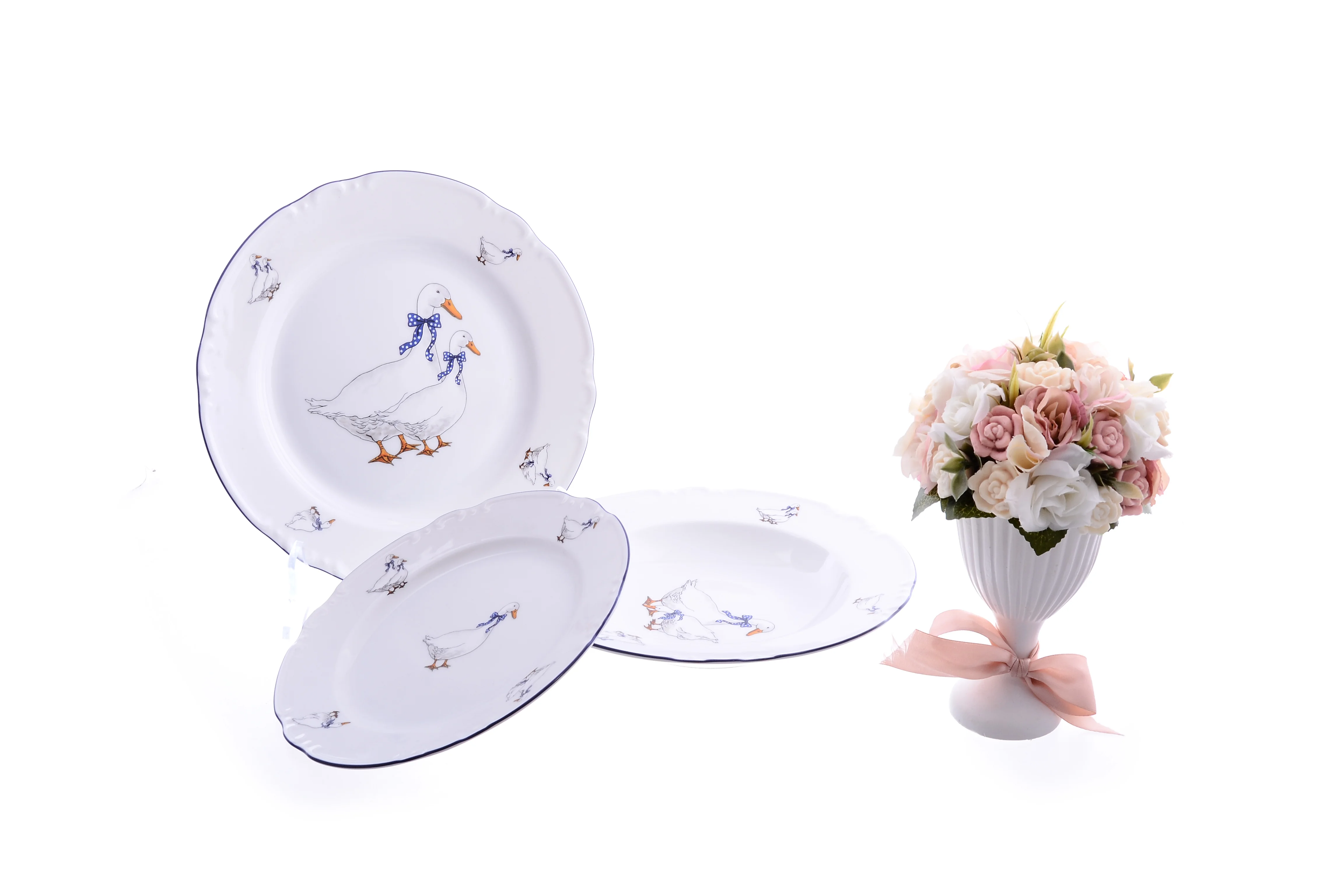 Белый набор плоских тарелок Repast 25 см Гусики (6 шт)