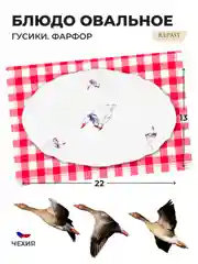 Белый блюдо овальное плоское Repast 22 см Гуси