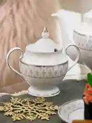 Белый чайный набор Repast Серебряная сетка (15 предметов на 6 персон)