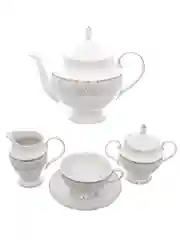 Белый чайный набор Repast Серебряная сетка (15 предметов на 6 персон)