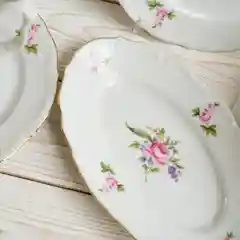 Белый блюдо овальное плоское 22 см Repast Мейсенский букет