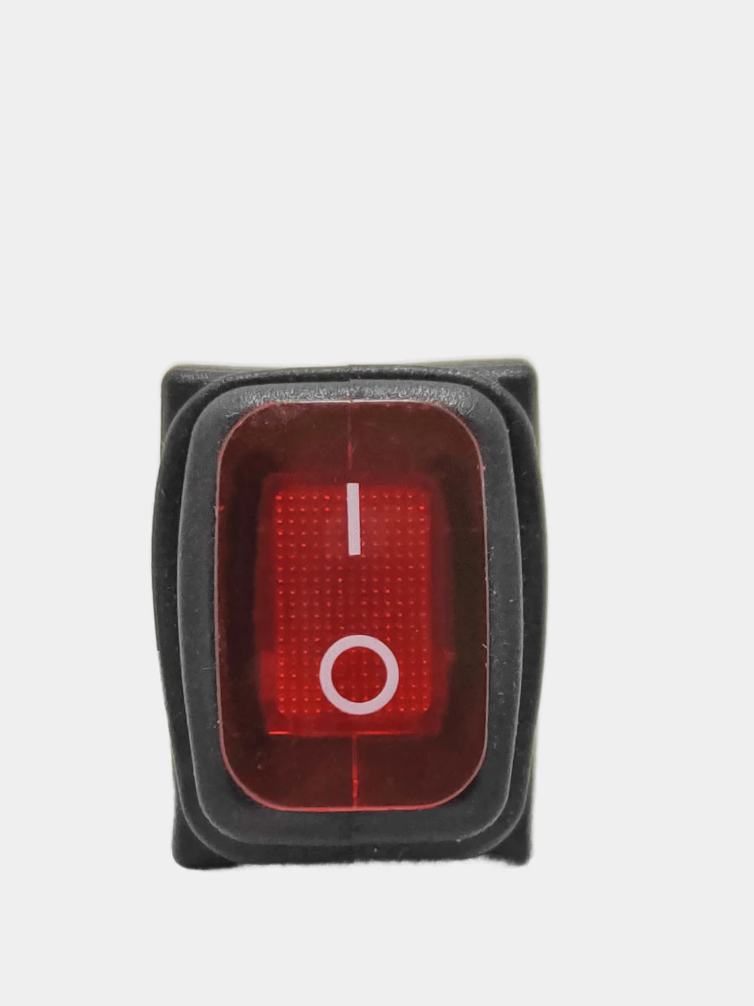 Зеленый выключатель клавишный мини влагозащита, подсветка 250V 6А (3с) ON-OFF