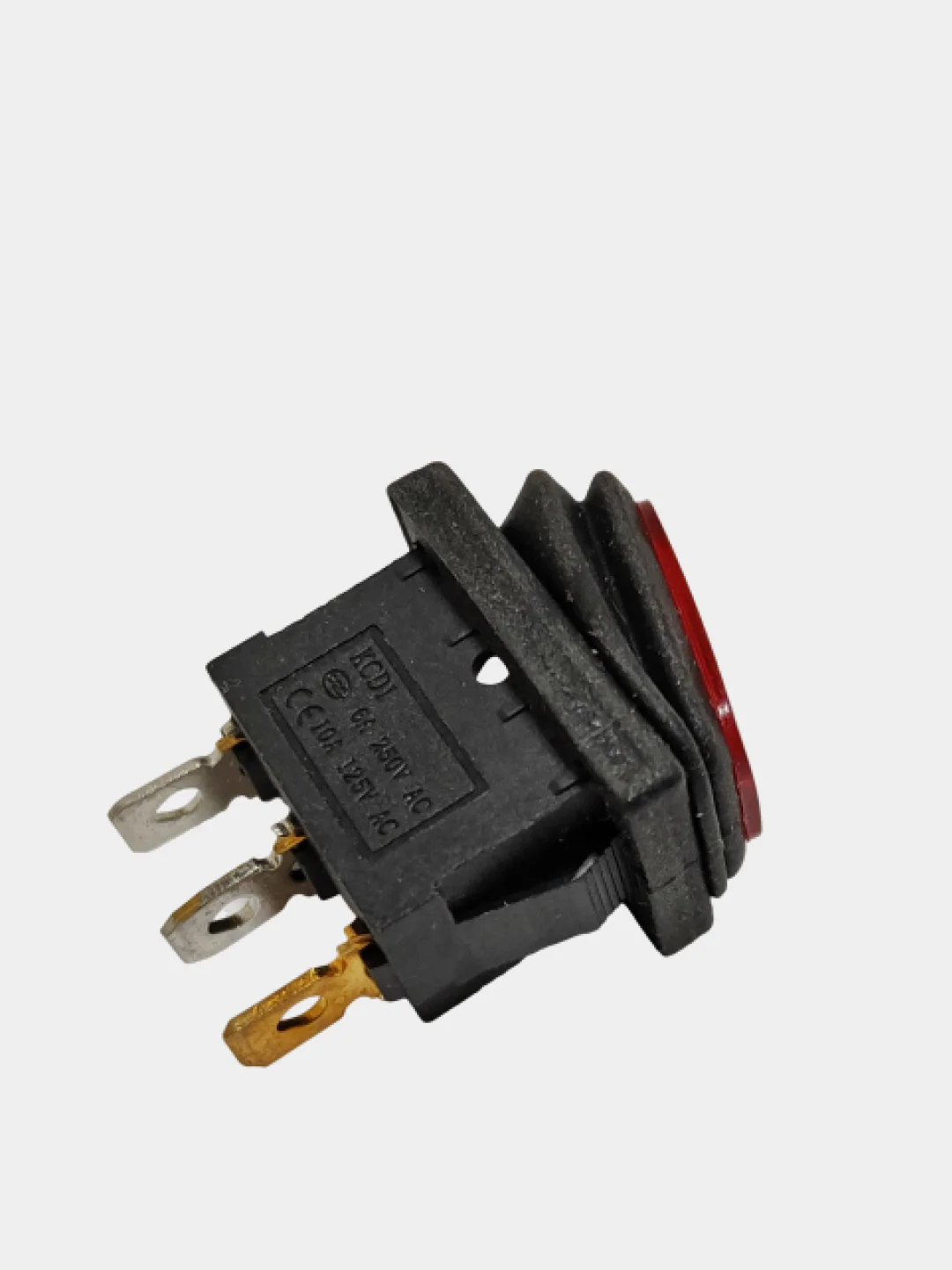 Зеленый выключатель клавишный мини влагозащита, подсветка 250V 6А (3с) ON-OFF