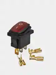 Зеленый выключатель клавишный мини влагозащита, подсветка 250V 6А (3с) ON-OFF
