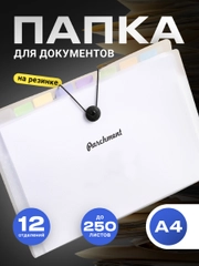 Папка для документов А4 на резинке Parchment, 12 отделений