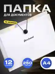 Папка для документов А4 на резинке Parchment, 12 отделений
