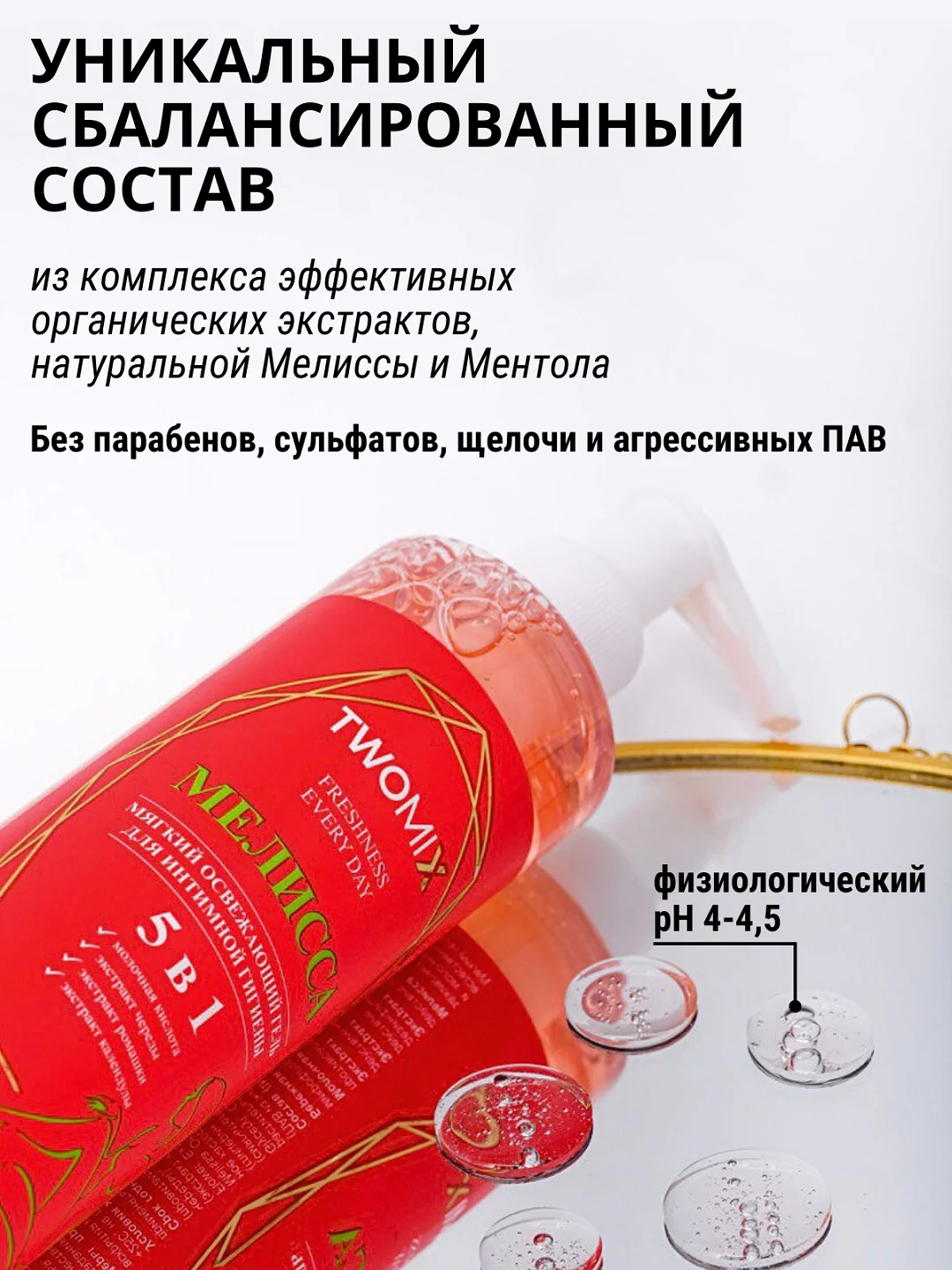 Гель для интимной гигиены Мелисса&Mентол с дозатором в комплекте, 250 мл