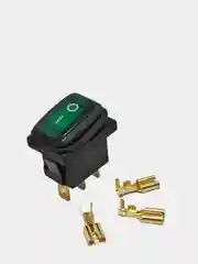 Зеленый выключатель клавишный мини влагозащита, подсветка 250V 6А (3с) ON-OFF