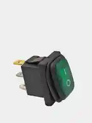 Зеленый выключатель клавишный мини влагозащита, подсветка 250V 6А (3с) ON-OFF