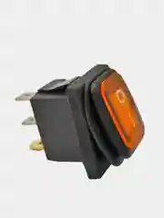 Желтый выключатель клавишный мини влагозащита, подсветка 250V 6А (3с) ON-OFF