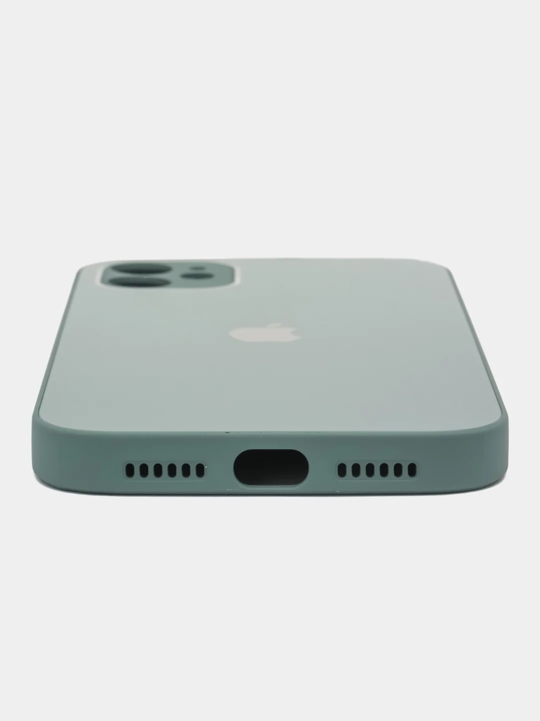 Зеленый силиконовый чехол для iPhone 11, со стеклянной панелью и защитой для камеры