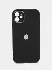 Черный силиконовый чехол для iPhone 11, со стеклянной панелью и защитой для камеры