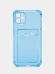 Синий чехол для iPhone 7/8 Plus/XR/11/12/13/Pro/Pro Max, силиконовый, с карманом для карт