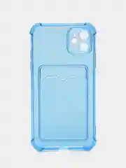 Синий чехол для iPhone 7/8 Plus/XR/11/12/13/Pro/Pro Max, силиконовый, с карманом для карт