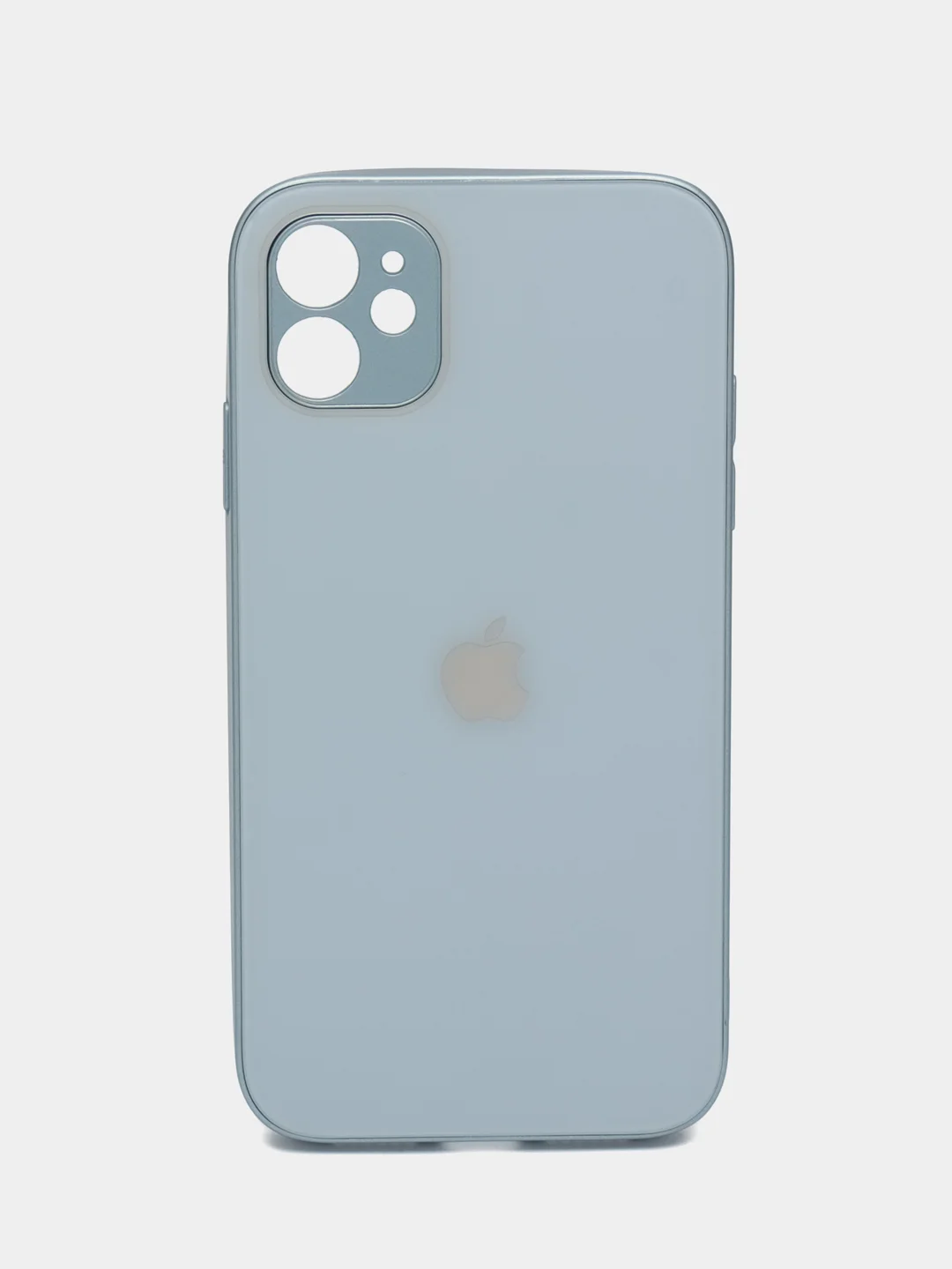 Светло-синий силиконовый чехол для iPhone 11, со стеклянной панелью и защитой для камеры