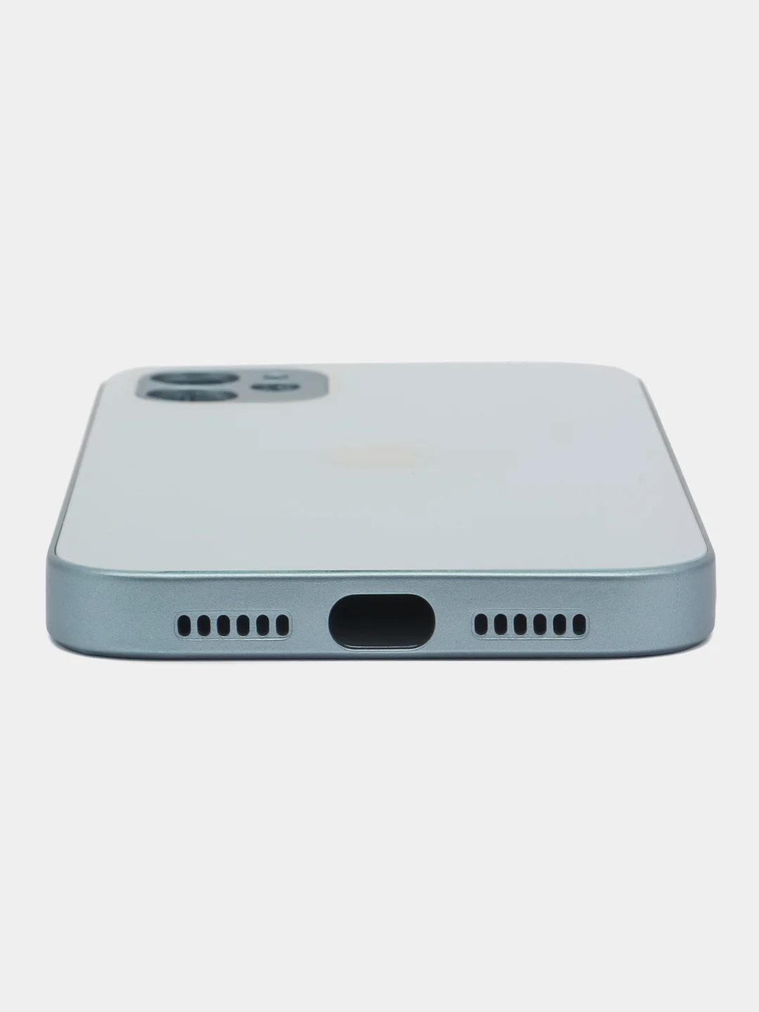 Светло-синий силиконовый чехол для iPhone 11, со стеклянной панелью и защитой для камеры