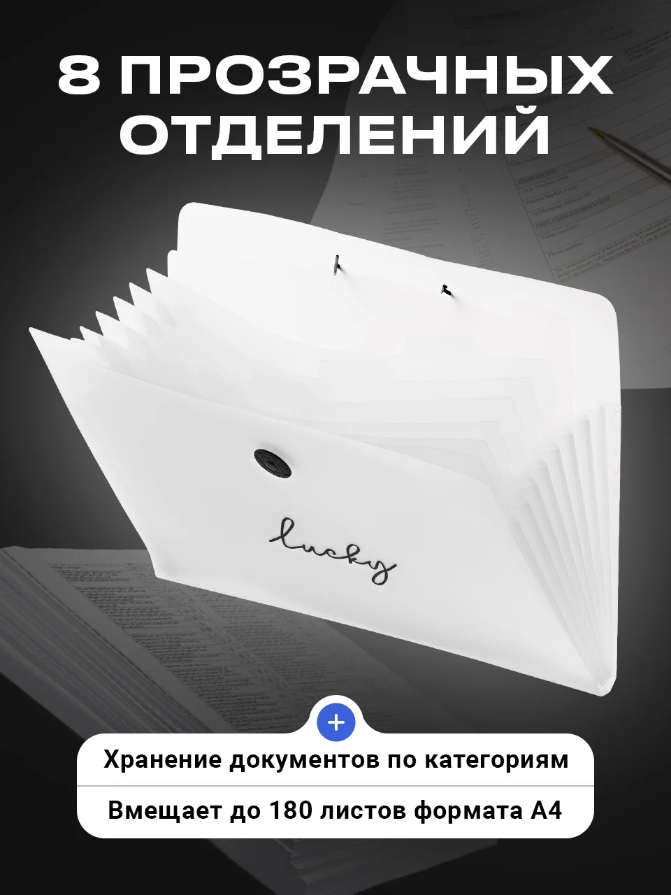 Папка для документов а4 на резинке Parchment, 8 отделений