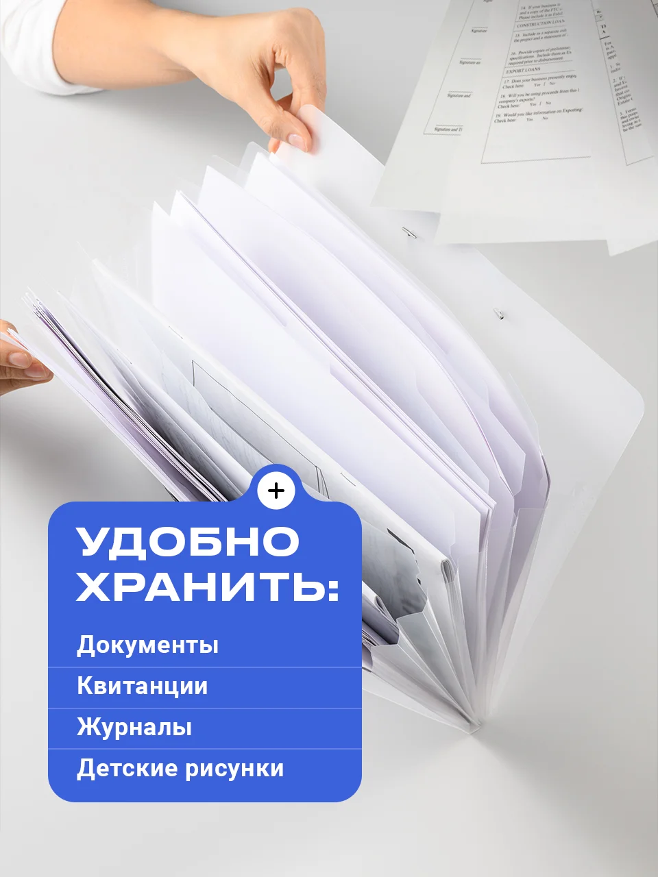 Папка для документов а4 на резинке Parchment, 8 отделений