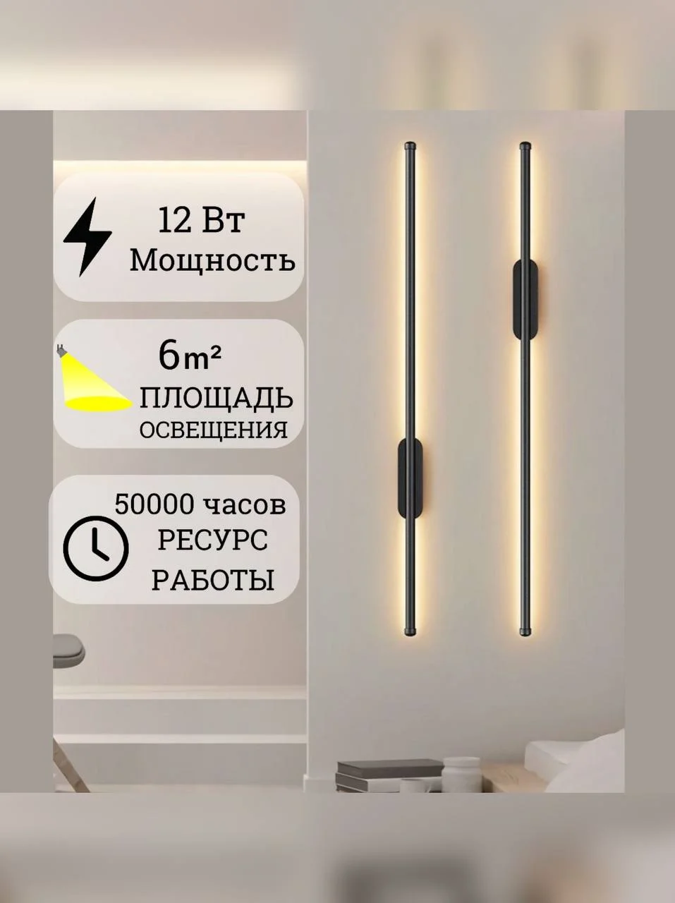 Черный накладной светильник LED, с подсветкой, настенный