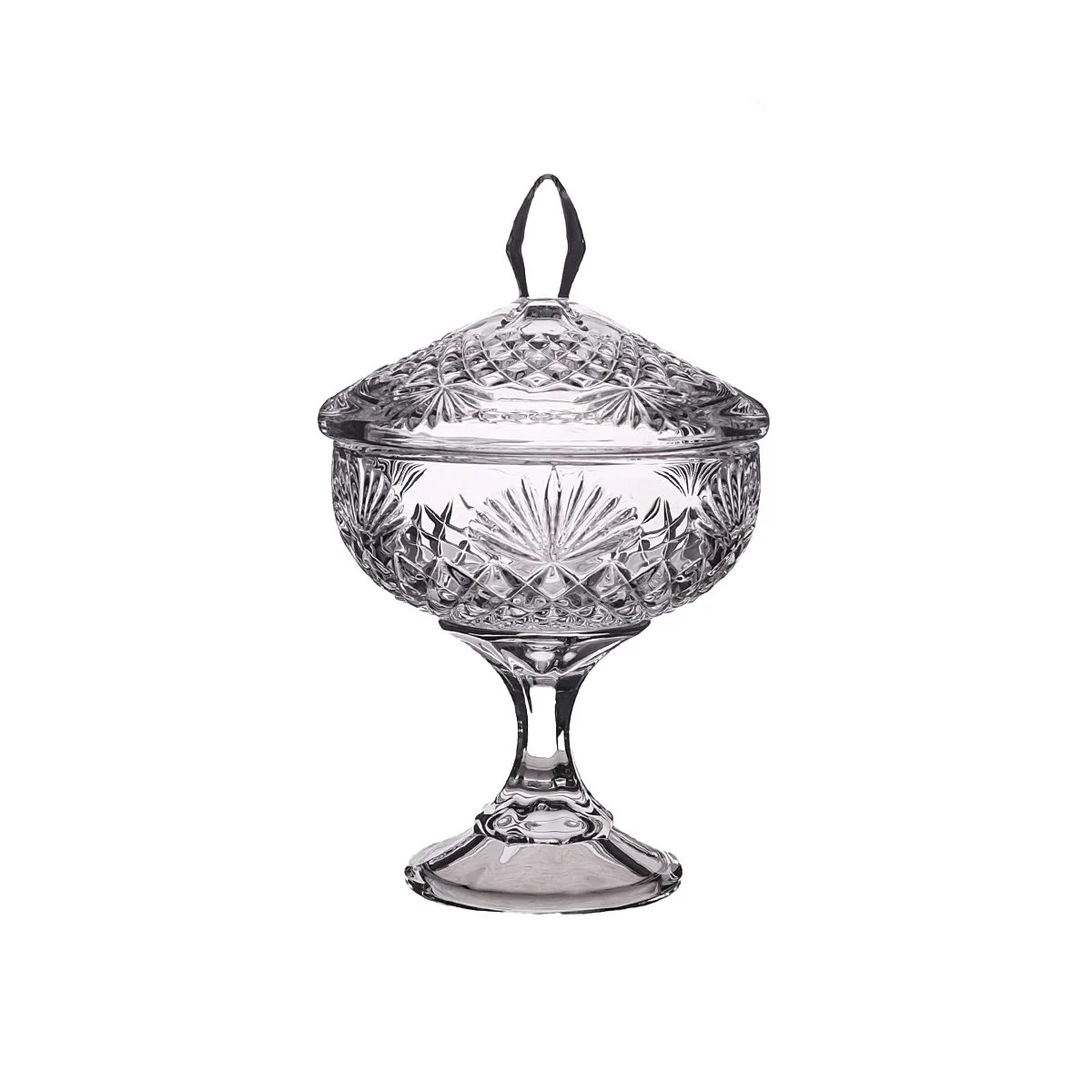 Прозрачный конфетница на ножке с крышкой 24 см Crystalite Bohemia Vega-nova