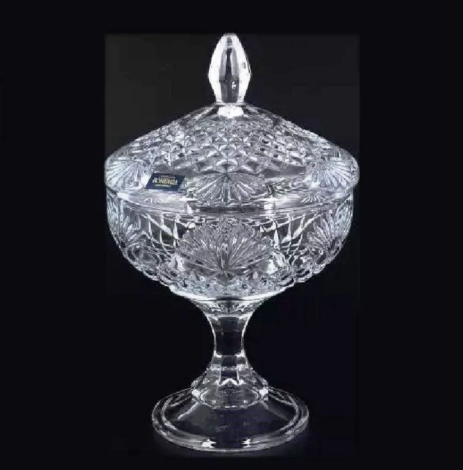 Конфетница на ножке с крышкой 24 см Crystalite Bohemia Vega-nova