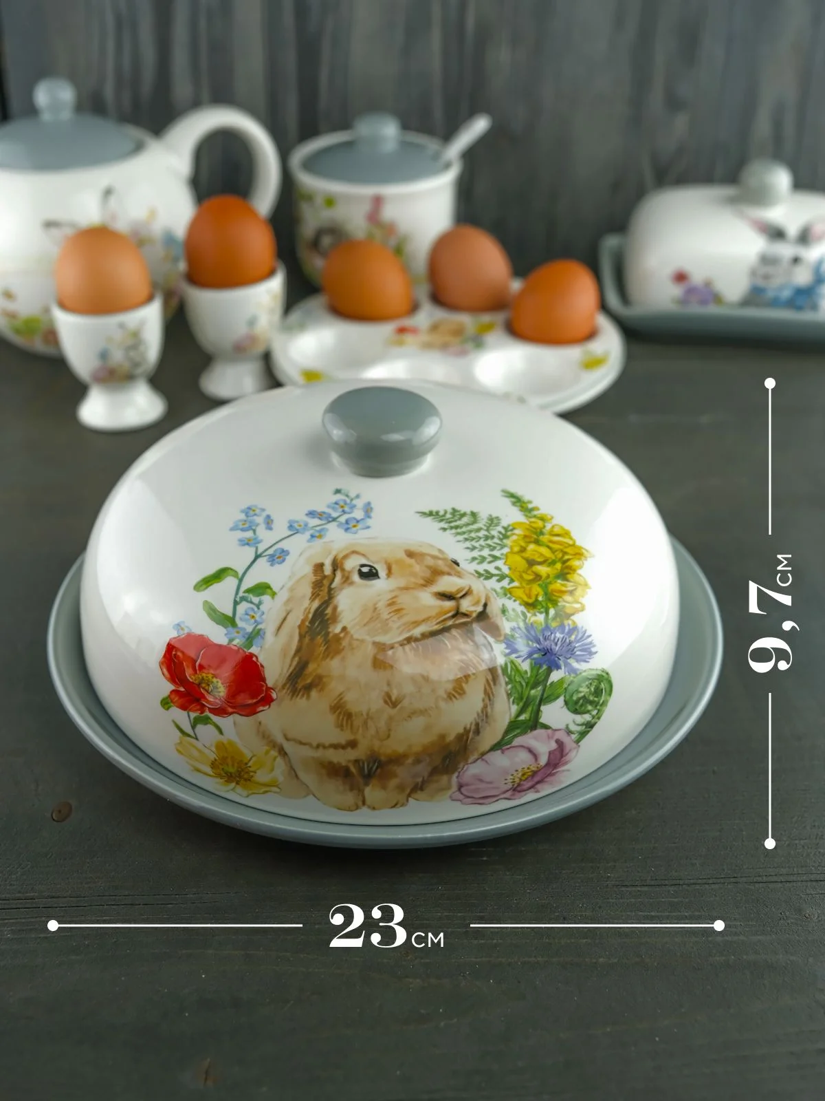 Серебряный блюдо для блинов с крышкой Repast Honey Bunny 23*9,7 см