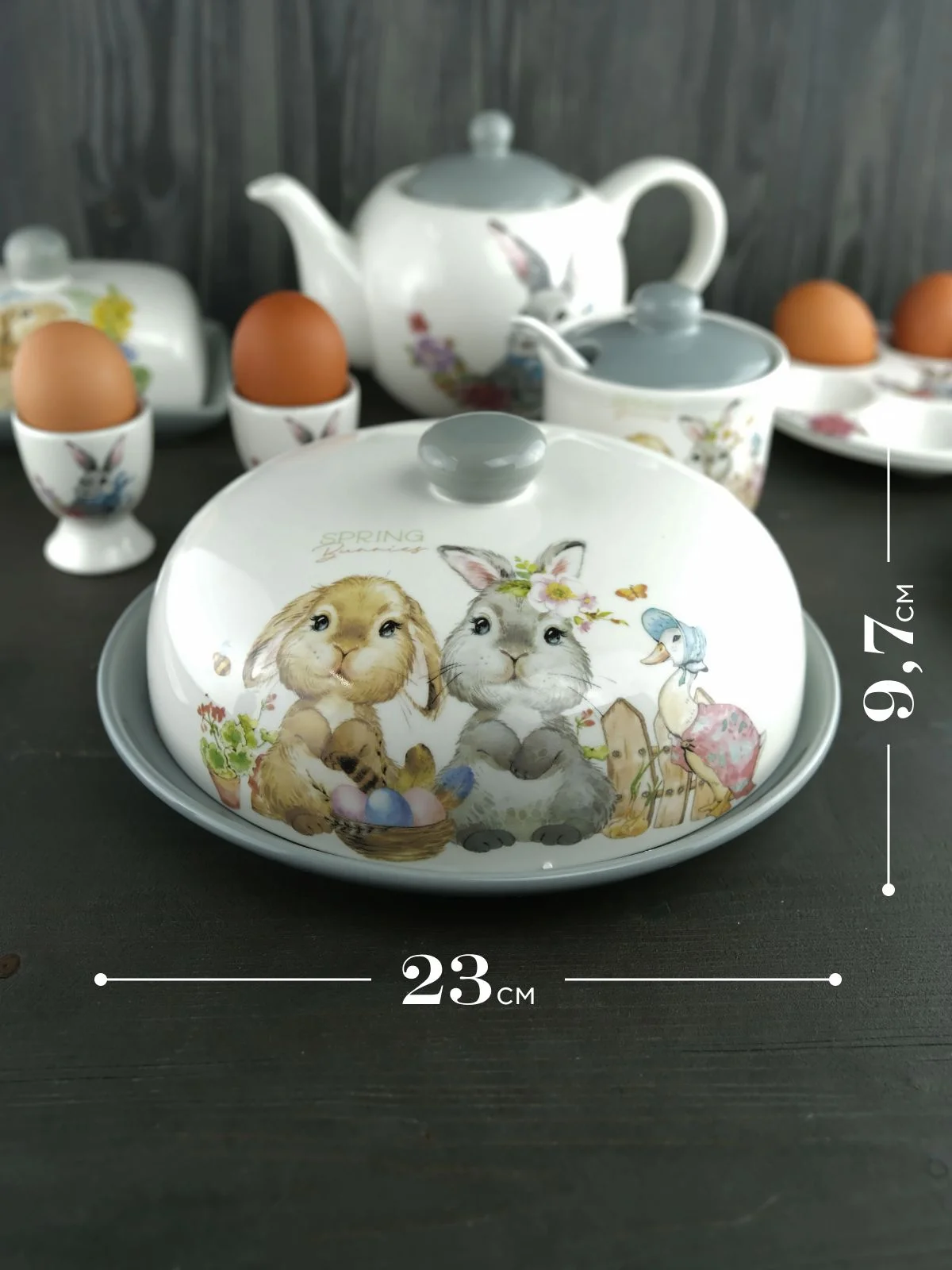 Блюдо для блинов с крышкой Repast Spring Bunnies 23*9,7 см