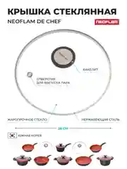 Прозрачный крышка стеклянная 28 см