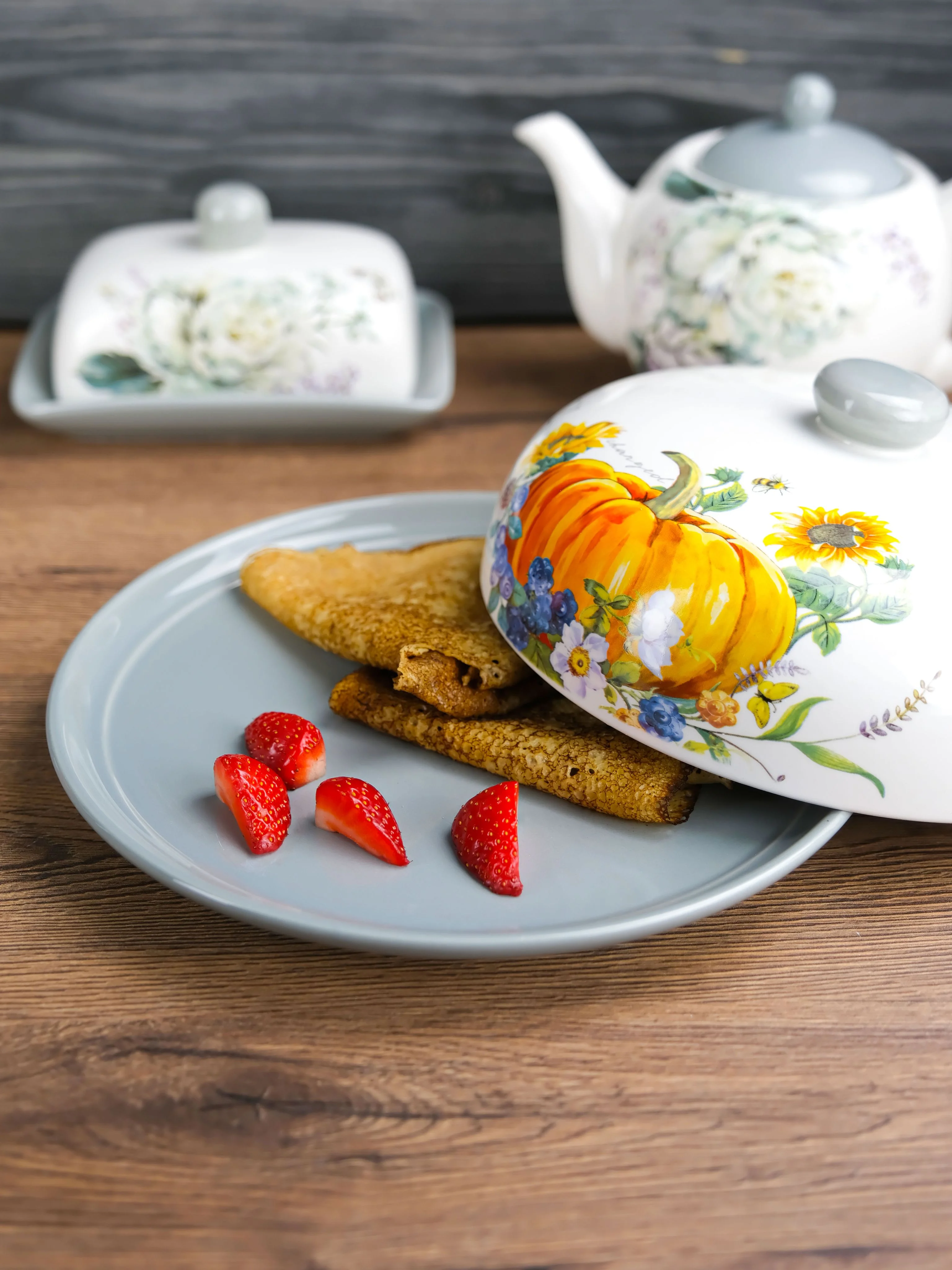 Блюдо для блинов с крышкой REPAST Тыква 23*23*9,7 см